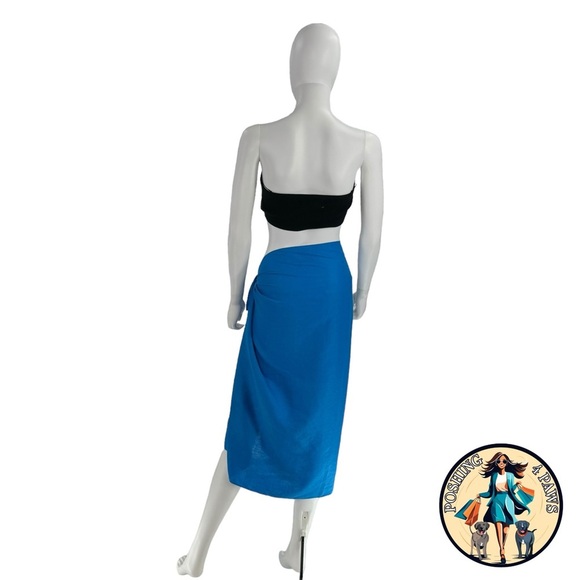 AEXAE Linen Wrap Beach Sarong Swim Cover Up Midi Skirt Pareo Ibiza Blue One Size - Picture 5 of 11